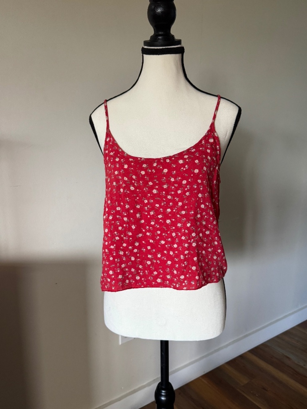 Vintage Billabong Floral Rayon Cami Top — Red & White Ditsy Floral